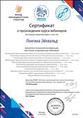 Сертификат  о прохождении курса вебинара     01.03.2020г